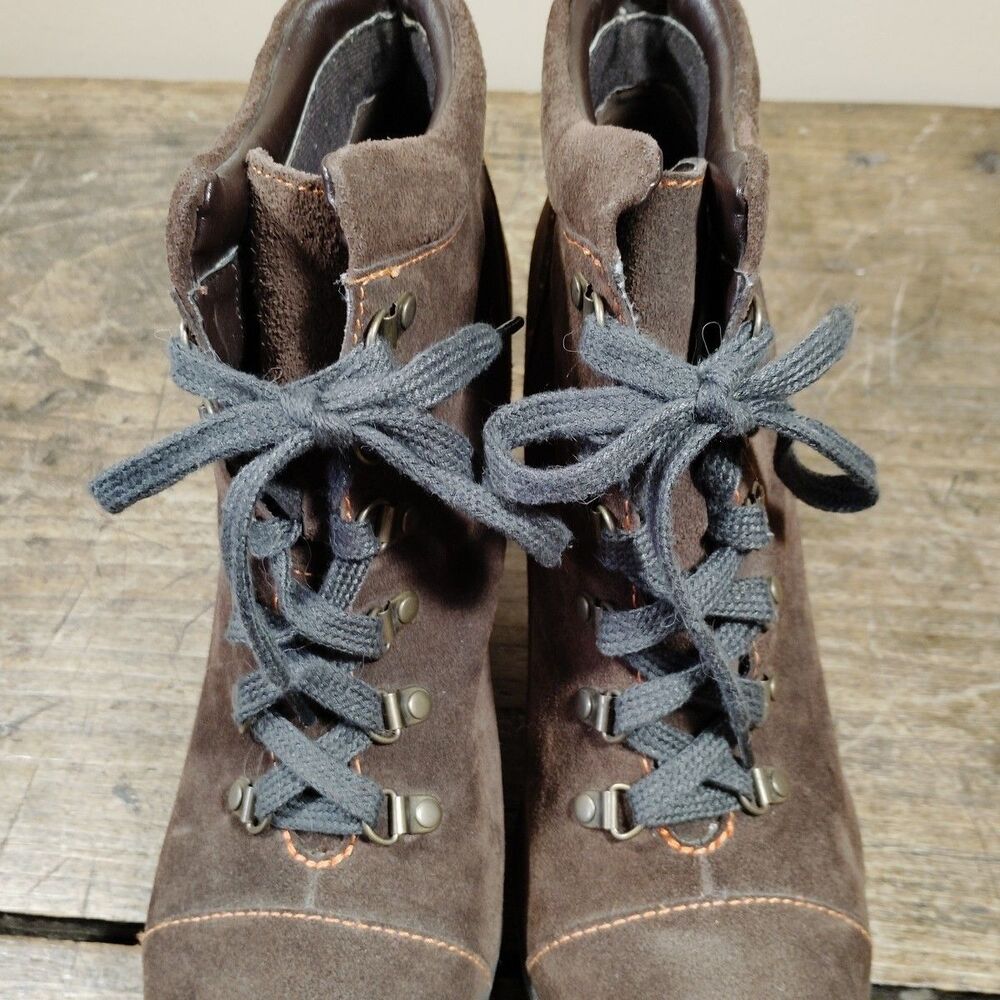 BORN BOC Women's Sz 11 Boots Brown Suede Block Heel Lace Up Platform Shoes READ - Picture 5 of 16